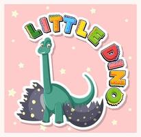 Little cute dinosaur cartoon poster vector