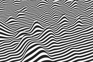 Liquid wavy stripes background. Abstract fluid texture. Black and white smooth curve lines texture. Stylish fashion pattern design vector