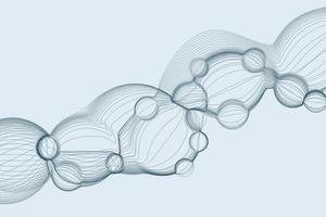 fondo futurista de forma de partículas de burbujas que fluye en el aire. ilustración de la estructura de la molécula del virus vector
