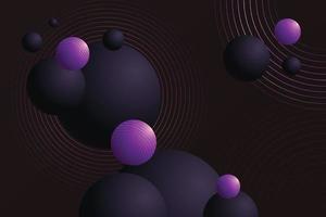 Violet disco balls composition design background. Purple volume sphere with rounded glitter effect vector