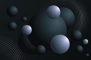 Disco dynamic black and silver balls background. Abstract illustration of volume circle with rounded glitter effects