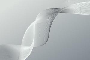 Silver curved dynamic wireframe wave background. Trendy minimal digital outline surface. Wavy lines illustration vector