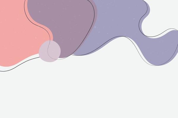 Flat liquid shapes illustration with curved thin lines and noise texture overlay. Abstract wavy spots background in the retro and vintage style