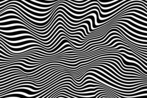 Curved wave lines background. Trendy twisted stripes texture illustration. Abstract black and white wave pattern vector