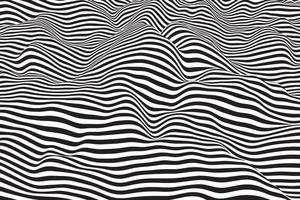 Smooth flowing striped wave background. Black and white wavy liquid lines surface. Digital geometric pattern design vector