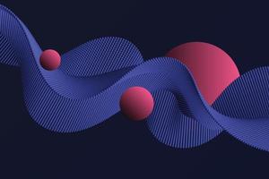 An array of volume purple and blue particles with the pink spheres on black background vector