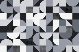 The flat grey geometric seamless pattern design. Abstract grid geometric shapes repeating background in the retro style vector