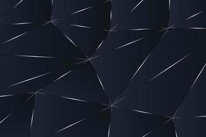 Dark blue background with a luxurious polygonal pattern and silver gradient triangular lines. Low poly shapes luxury reflection lines illustration. Triangle polygons background design vector
