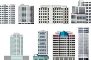 conjunto de diferentes edificios de rascacielos de la ciudad vector
