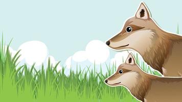 Wolf in nature scene vector