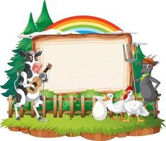 Empty banner template with farm animals vector