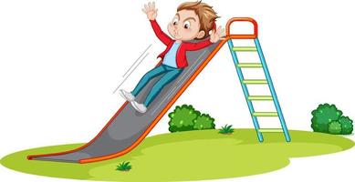 A boy sliding down a slide vector