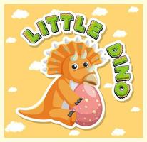 Little cute dinosaur cartoon poster vector