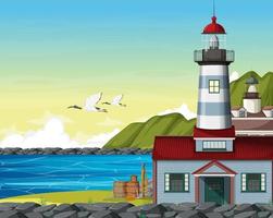 Lighthouse on the coast vector