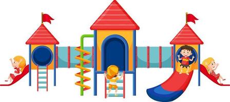 A children playground slide set on white background vector