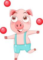 Cute pig cartoon character juggling vector