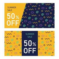 banners de rebajas de verano con elementos de memphis vector