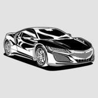 ilustración de vector de coche blanco y negro para diseño conceptual