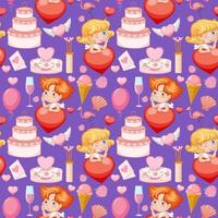 Little cupid and heart seamless pattern vector