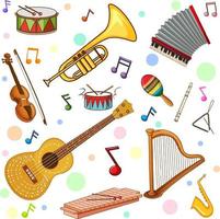 Different music instruments seamless pattern vector