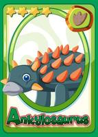 Ankylosaurus dinosaur cartoon card vector