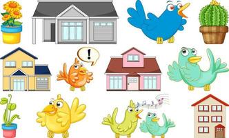 House design and many birds vector