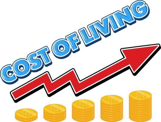 Cost of living with red arrow going up