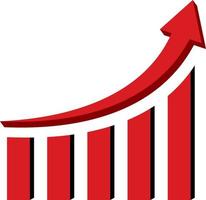 Red arrow going up with bar chart vector