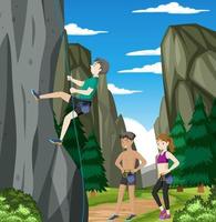 Outdoor rock climbing scene vector