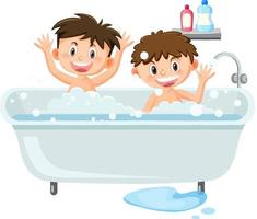 Happy children in bathtub vector