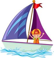 A little boy on sailboat isolated vector