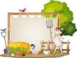 Empty banner template with farm animals vector