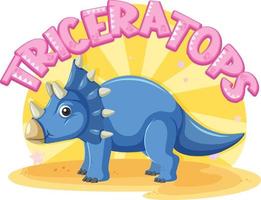 linda caricatura de dinosaurio triceratops vector