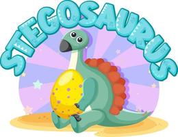 Cute stegosaurus cartoon character vector