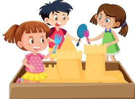 Children playing in the sand pit vector