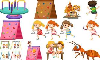 Set of cute kids and objects vector