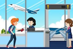 People cartoon characters in the airport vector