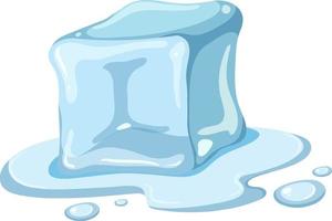 A melting ice cube on white background vector