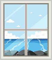 Sea view looking from house window vector