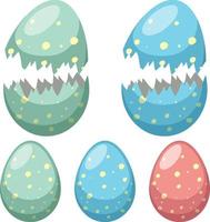 conjunto de huevos de diferentes colores vector