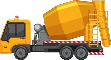 Concrete mixing truck on white background