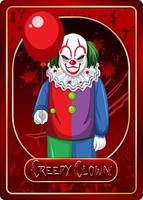 Creepy clown character game card template vector