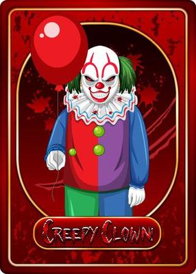 Creepy clown character game card template