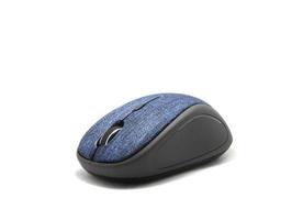 Beautifully shaped blue computer mouse with a modern and ergonomic design and ergonomics as a wireless mouse on a separate white background. photo