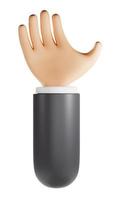 Cartoon open palm holding something on hand with grey colour business apparel 3D rendering illustration photo