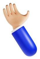 Cartoon open palm holding something on hand with business apparel 3D rendering illustration photo