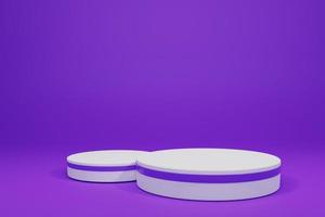 Cylinder pedestal with strip on purple background, Blank Pedestal minimal concept template. 3d rendering mockup illustration photo