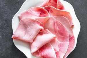 ham pork slice meat fresh healthy meal food snack on the table copy photo