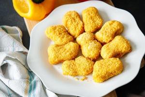 chicken nuggets deep fried poultry meat fresh healthy meal food snack diet on the table copy space food photo