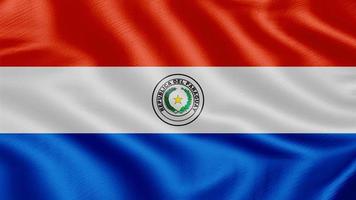 bandera de paraguay Ilustración de representación 3d de bandera ondeante realista con textura de tela muy detallada. foto
